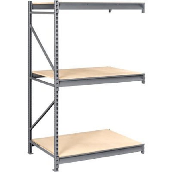 Tennsco Tennsco Bulk Storage Rack - 72"W x 24"D x 96"H - Add-On - 3 Shelf Levels - Wood Deck - Medium Gray BU-722496PA-MGY
